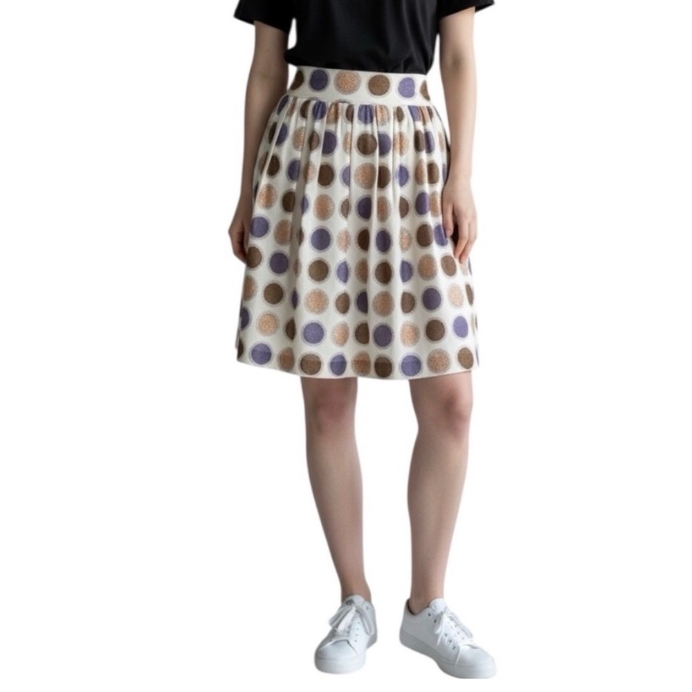 Edme & Esyllte Anthropologie Skirt Womens Small Brown Purple Dot Boho Smocked S